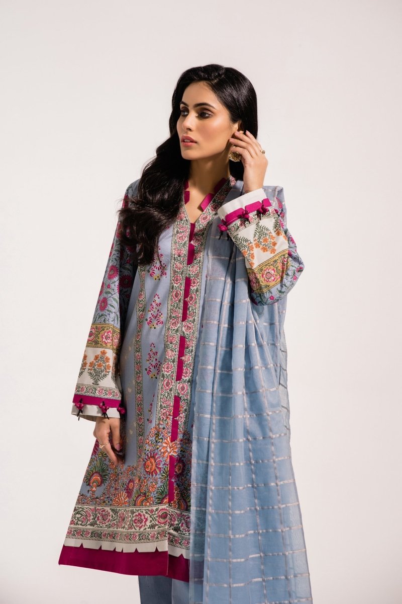 Ethnic Lawn Hamedan Sky Blue