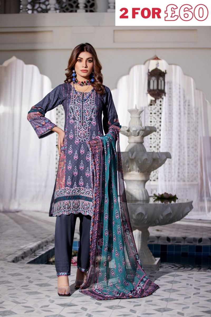 Haniya Cambric 3 Piece Suit HAN62-Designer dhaage