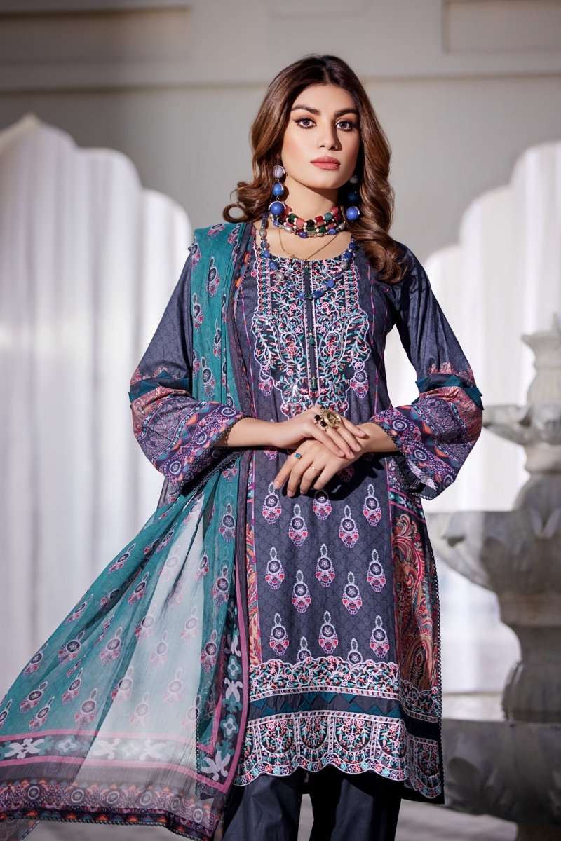 Haniya Cambric 3 Piece Suit HAN62-Designer dhaage