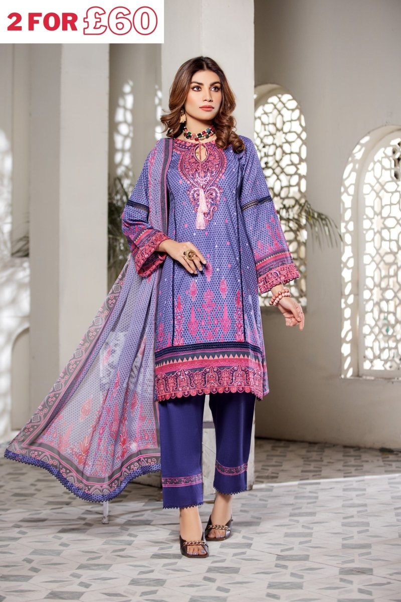 Haniya Cambric 3 Piece Suit HAN65-Designer dhaage