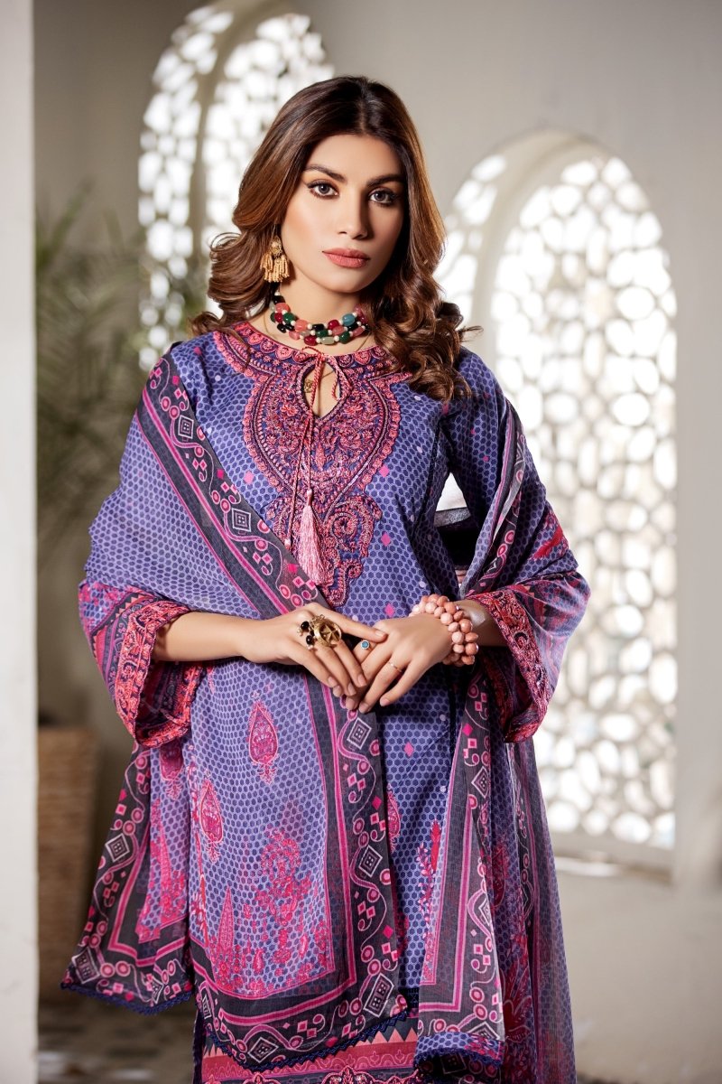 Haniya Cambric 3 Piece Suit HAN65-Designer dhaage