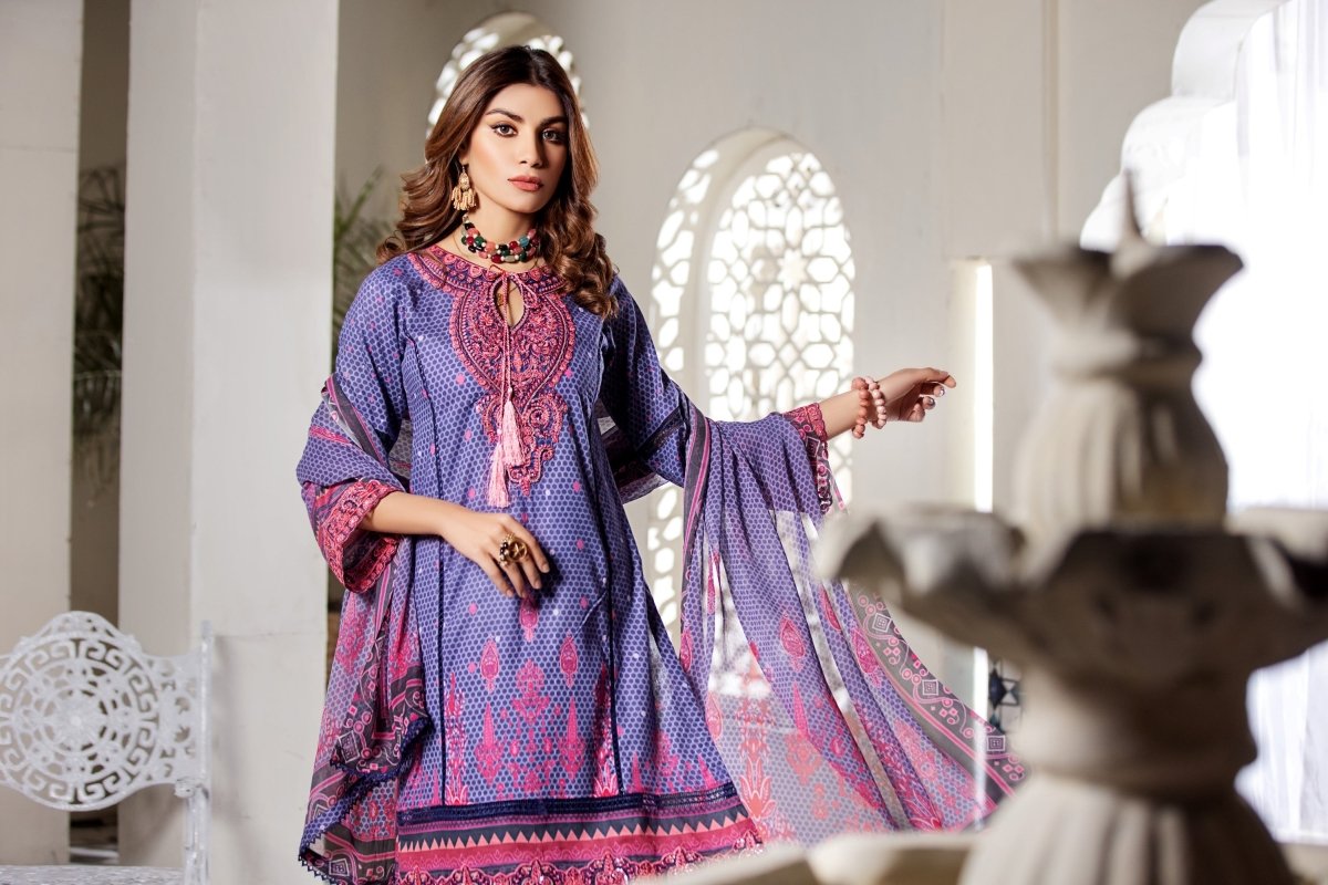 Haniya Cambric 3 Piece Suit HAN65-Designer dhaage