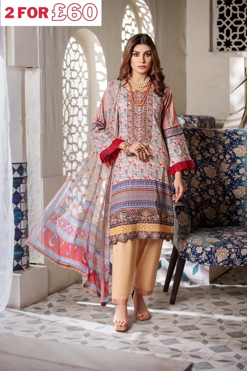 Haniya Cambric 3 Piece Suit HAN68-Designer dhaage