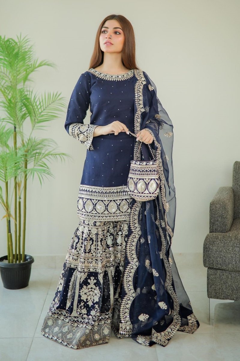 Haseens Anchal Chiffon Gharara HAS05-Designer dhaage