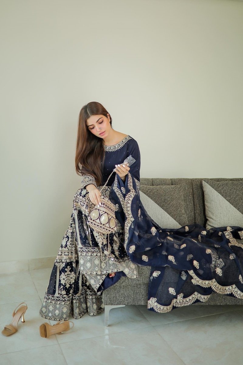 Haseens Anchal Chiffon Gharara HAS05-Designer dhaage