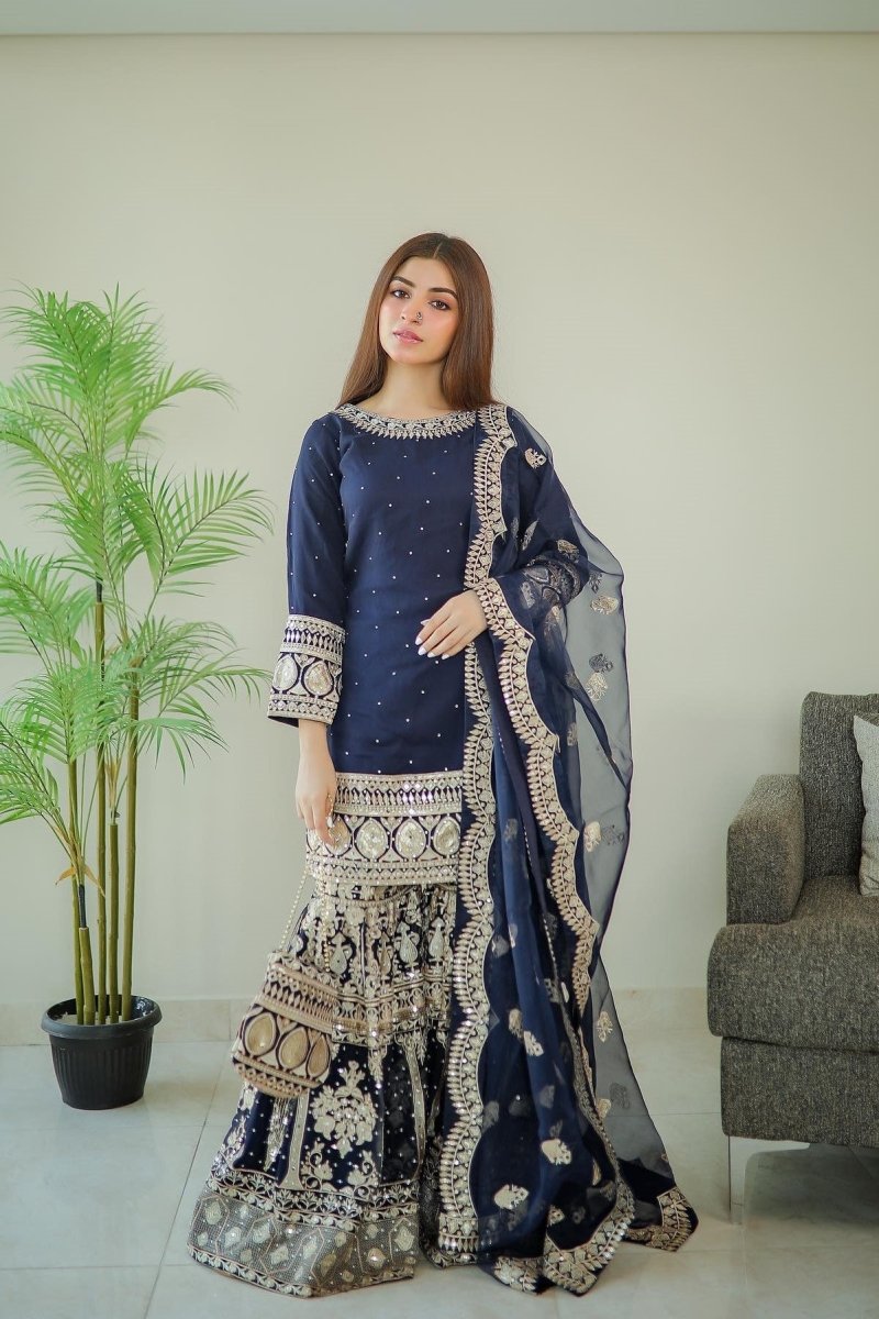 Haseens Anchal Chiffon Gharara HAS05-Designer dhaage
