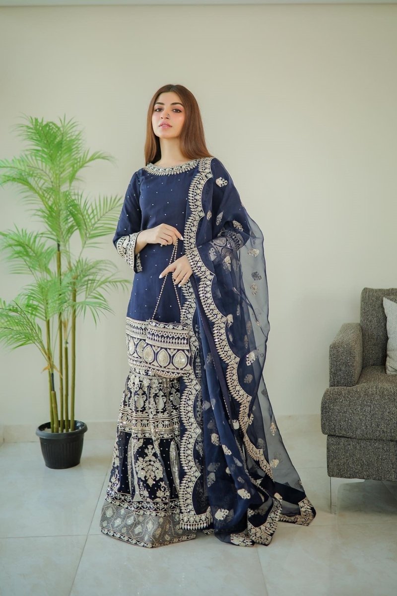 Haseens Anchal Chiffon Gharara HAS05-Designer dhaage