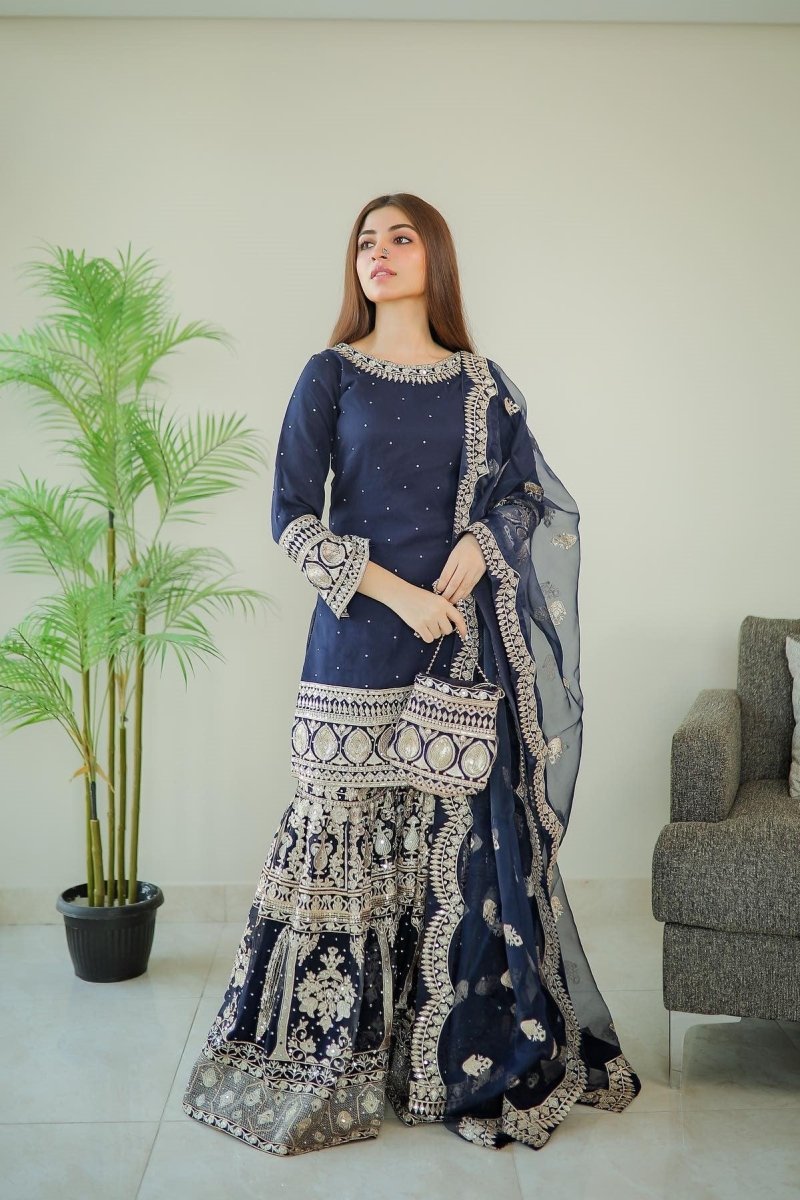 Haseens Anchal Chiffon Gharara HAS05-Designer dhaage