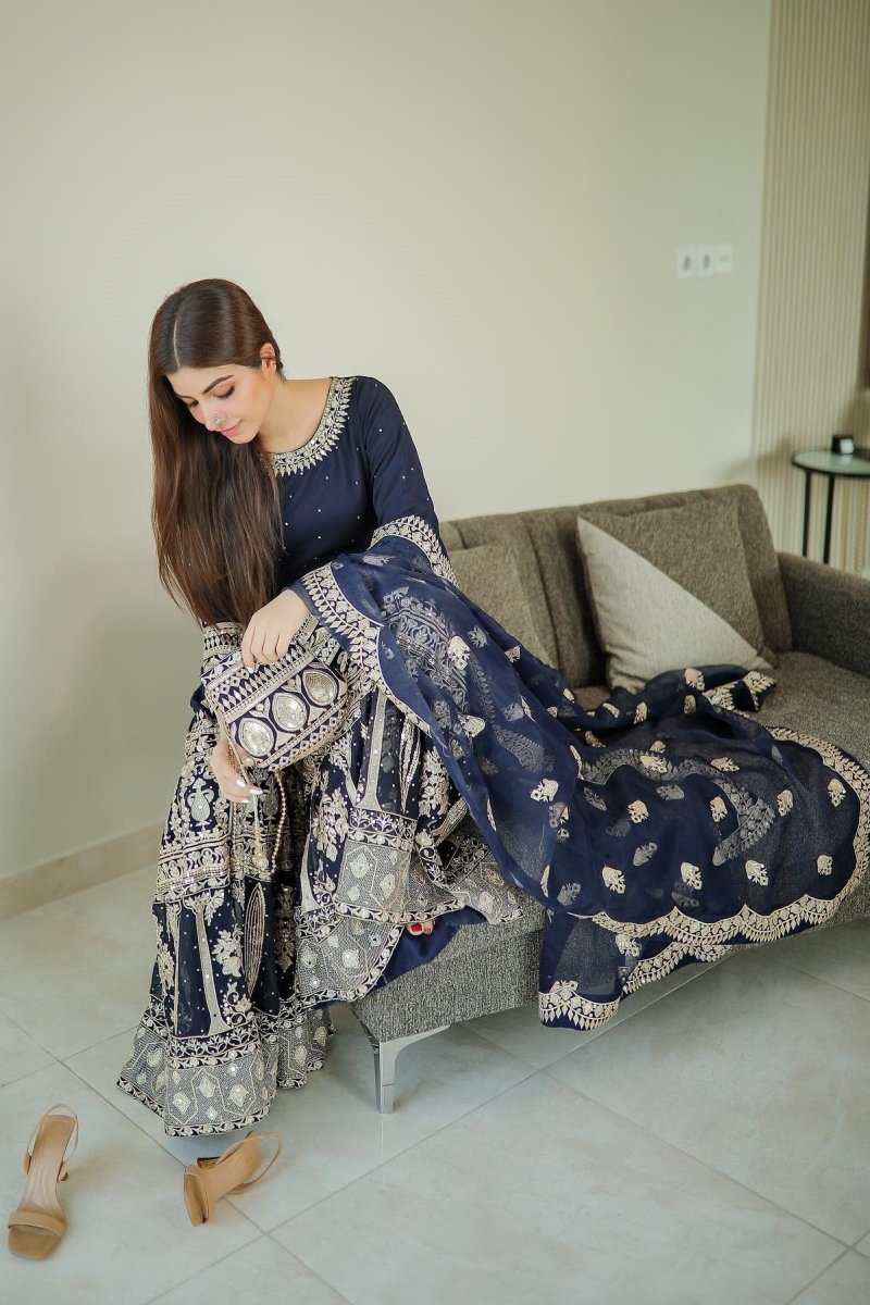 Haseens Anchal Chiffon Gharara HAS05-Designer dhaage