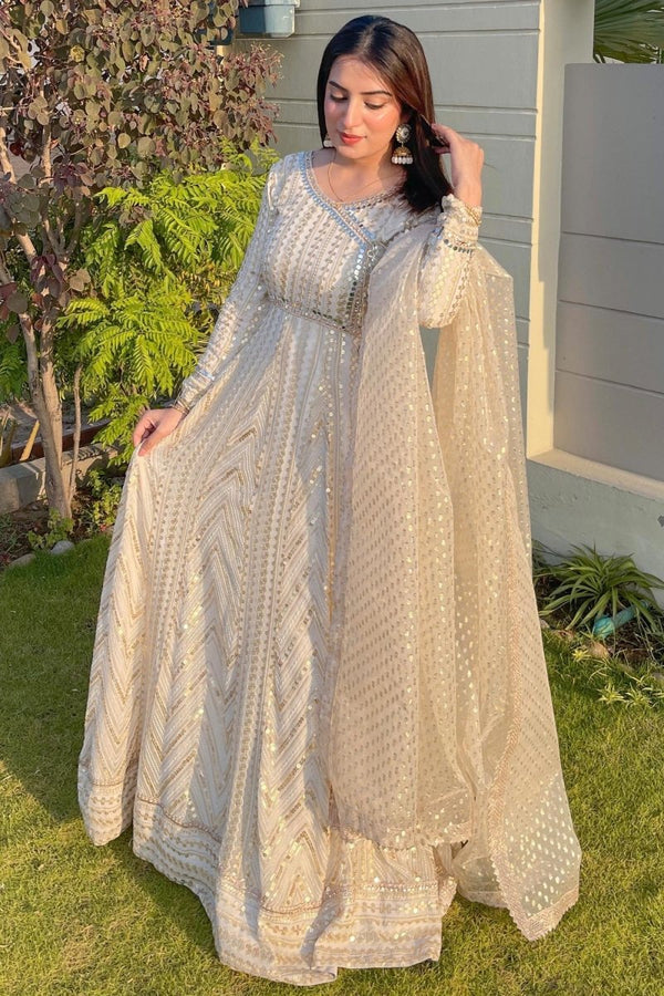Haseens Ayeza Chiffon Pishwas Maxi Dress HAS01-Designer dhaage