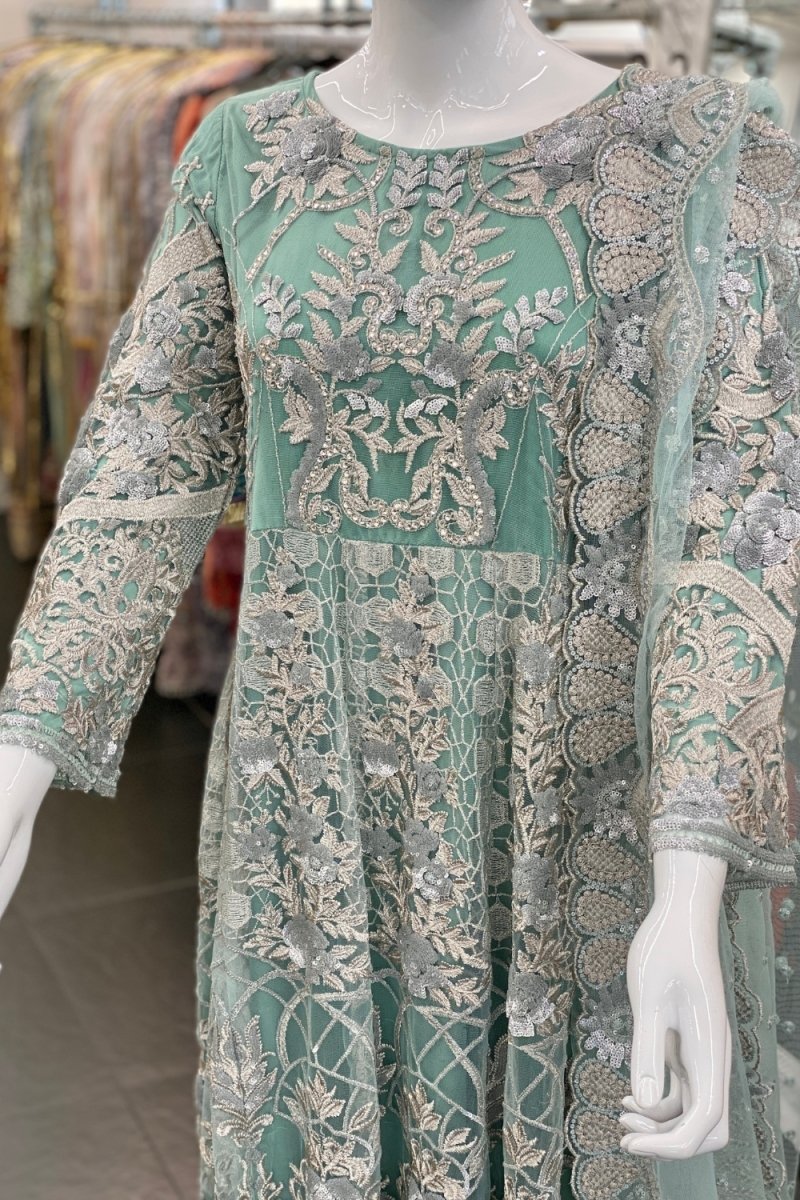 House Of Serene Embroidered Aqua Maxi HOS15