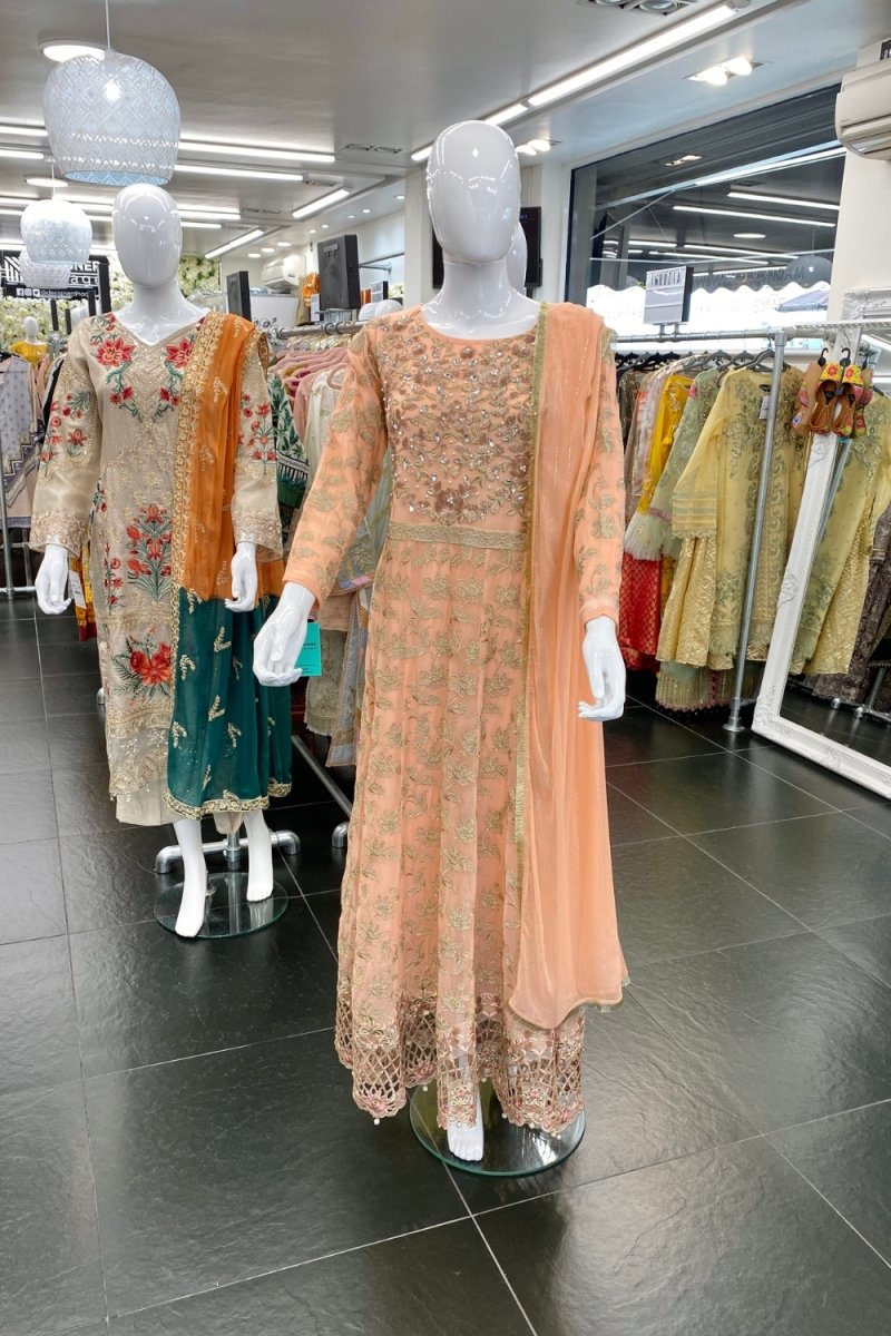 House Of Serene Maxi Dress Peach HOS16-Designer dhaage