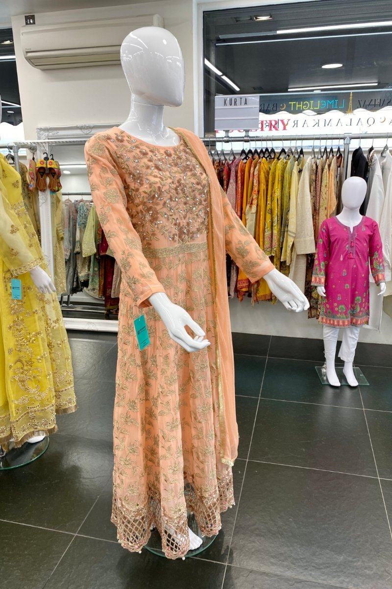 House Of Serene Maxi Dress Peach HOS16-Designer dhaage