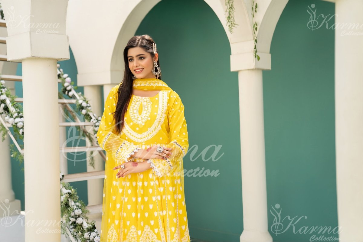 Karma Embroidered Cotton Maxi Dress KAR14-Designer dhaage