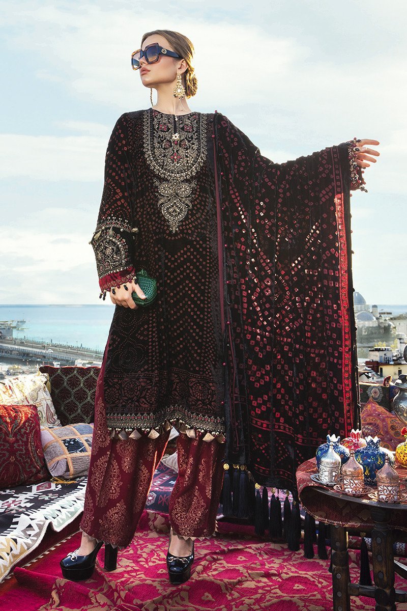 Maria B Linen DL-805-Black and Maroon