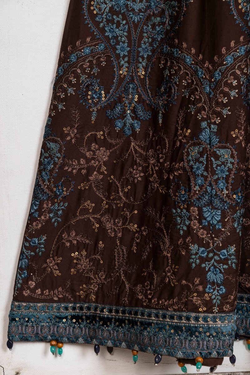 Maria B Linen Pakistani Dress DL-1001-Brown MAR129-Designer dhaage