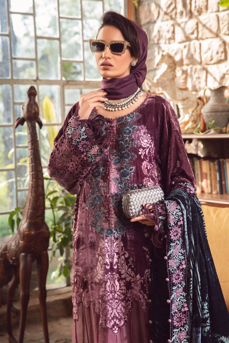 Maria B Linen Pakistani Suit DL-1006-Dul Lilac MAR127-Designer dhaage