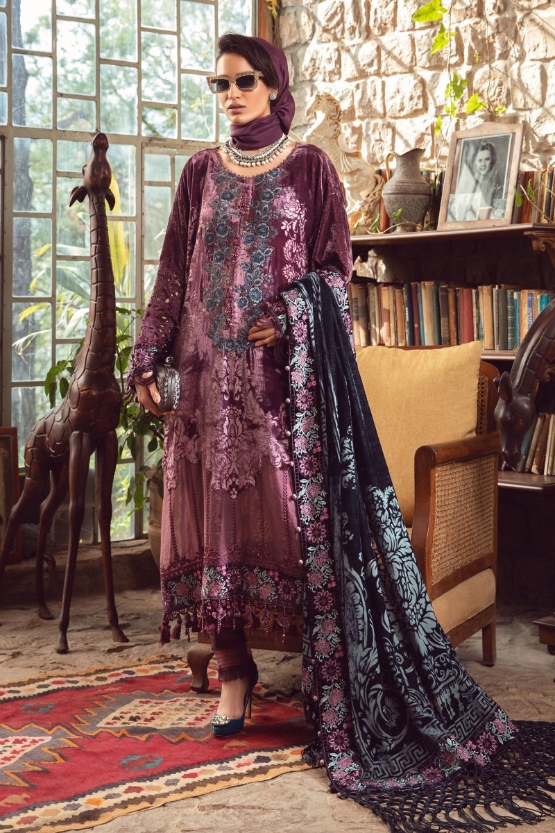 Maria B Linen Pakistani Suit DL-1006-Dul Lilac MAR127-Designer dhaage