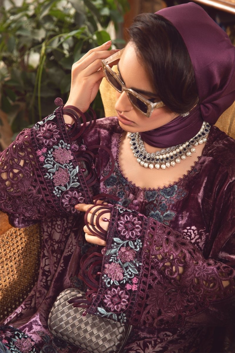 Maria B Linen Pakistani Suit DL-1006-Dul Lilac MAR127-Designer dhaage