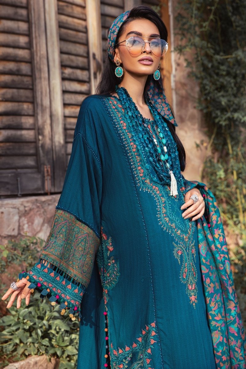 Maria B Linen Pakistani Suit DL-1009-Blue MAR130-Designer dhaage