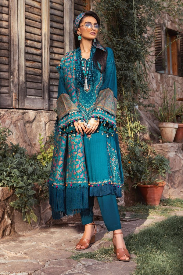 Maria B Linen Pakistani Suit DL-1009-Blue MAR130-Designer dhaage