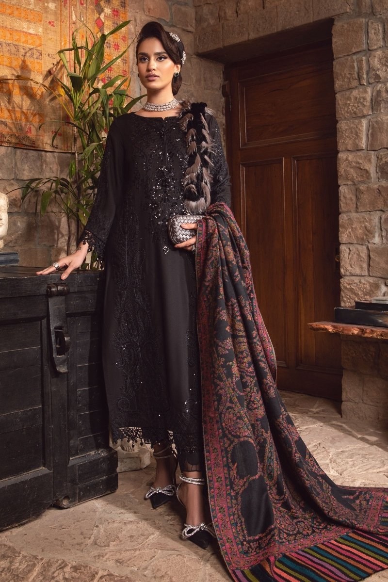 Maria B Linen Pakistani Suit DL-1012-Black MAR126-Designer dhaage