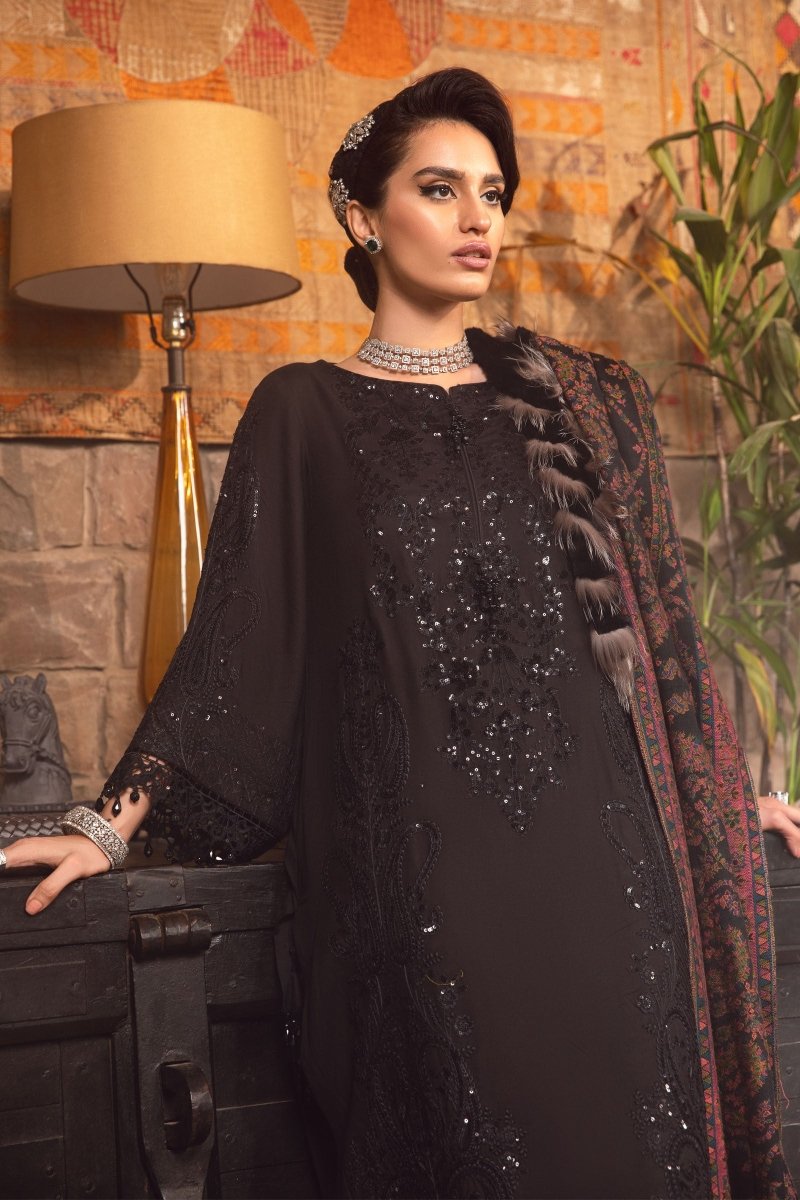 Maria B Linen Pakistani Suit DL-1012-Black MAR126-Designer dhaage