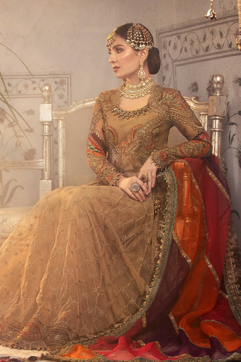 Maria B Mbroidered Vintage Gold Chata Patti BD-2308-Designer dhaage