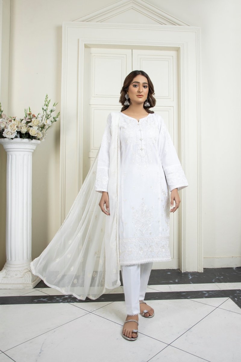 Mihrimah Cambric 3 Piece Suit MIH14-Designer dhaage