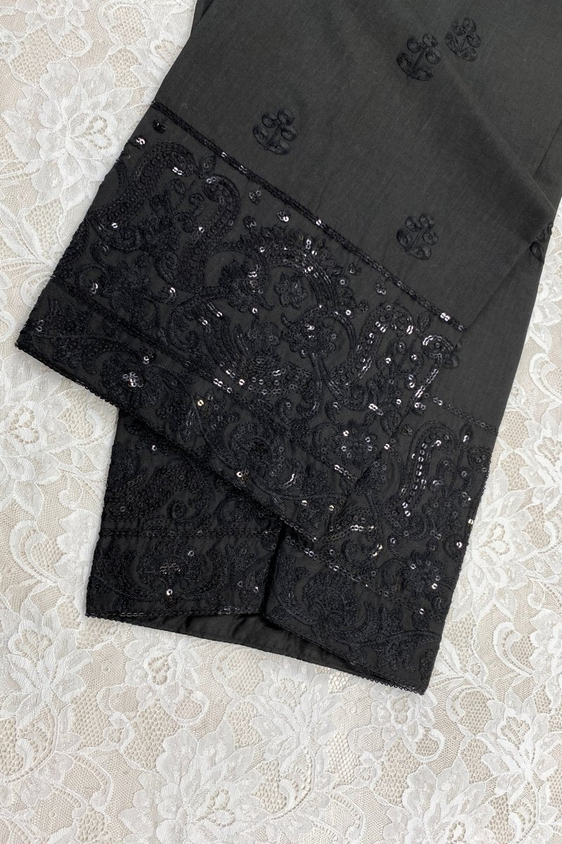 Mihrimah Embroidered Black Trousers MIH48 - Designer dhaage