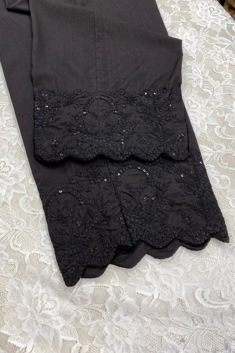 Mihrimah Embroidered Black Trousers MIH52 - Designer dhaage
