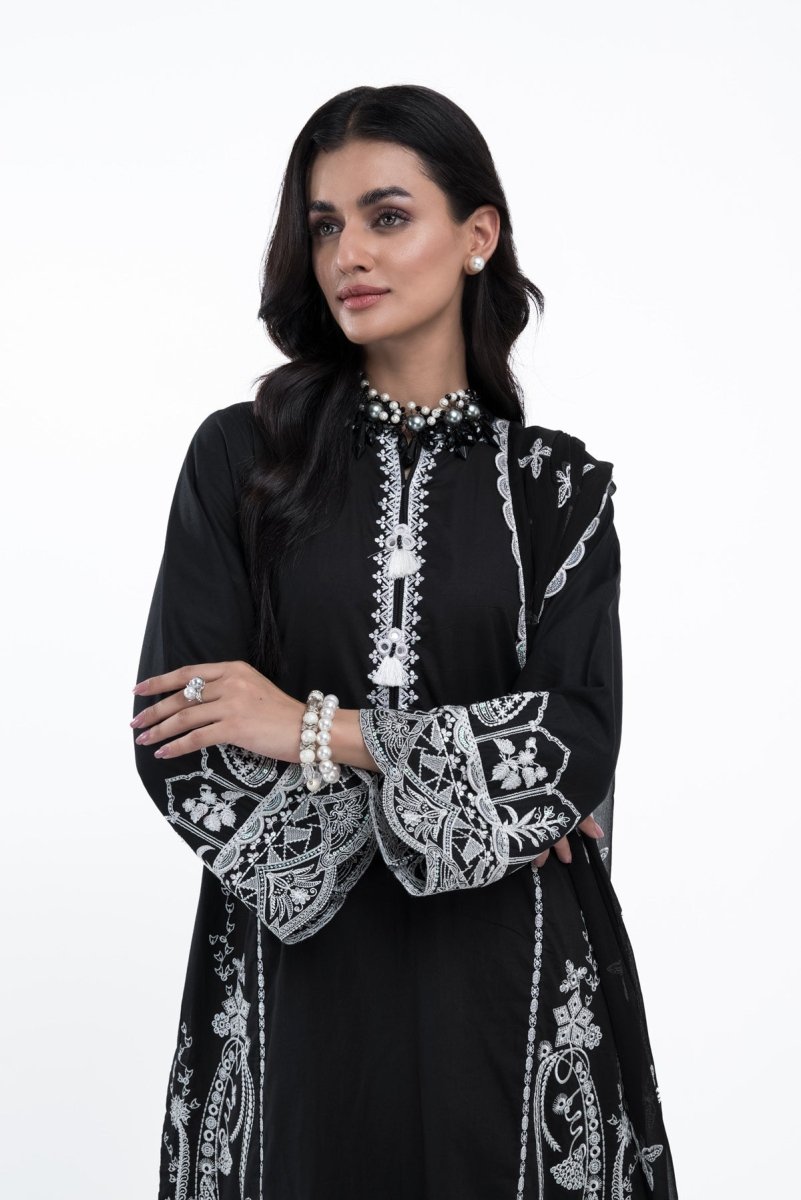 Mihrimah Embroidered Cambric 3 Piece Suit MIH43-Designer dhaage