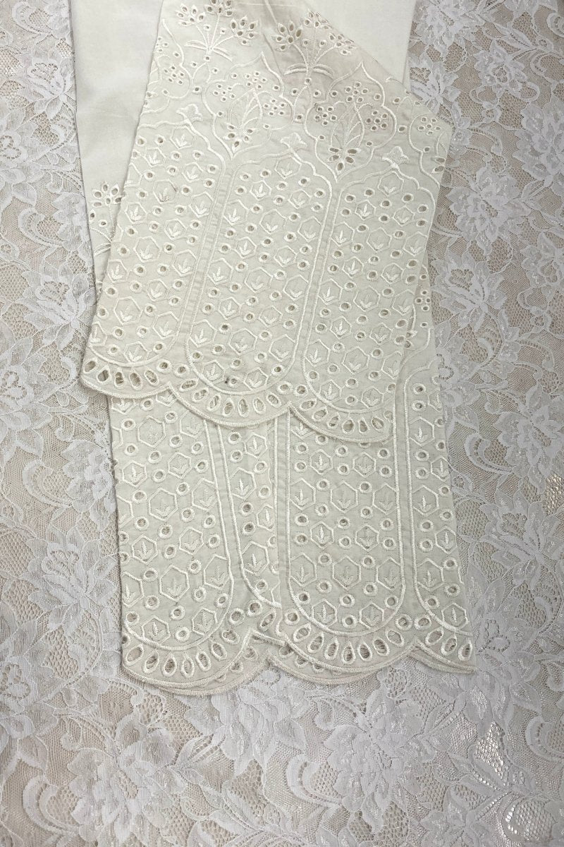 Mihrimah Embroidered Off - white Trousers MIH49 - Designer dhaage