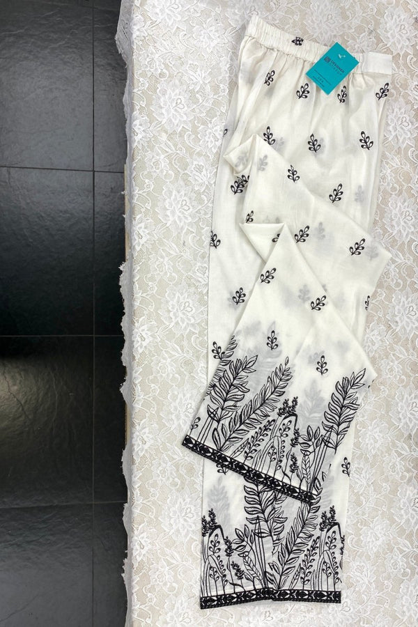 Mihrimah Embroidered Off-white Trousers MIH51-Designer dhaage