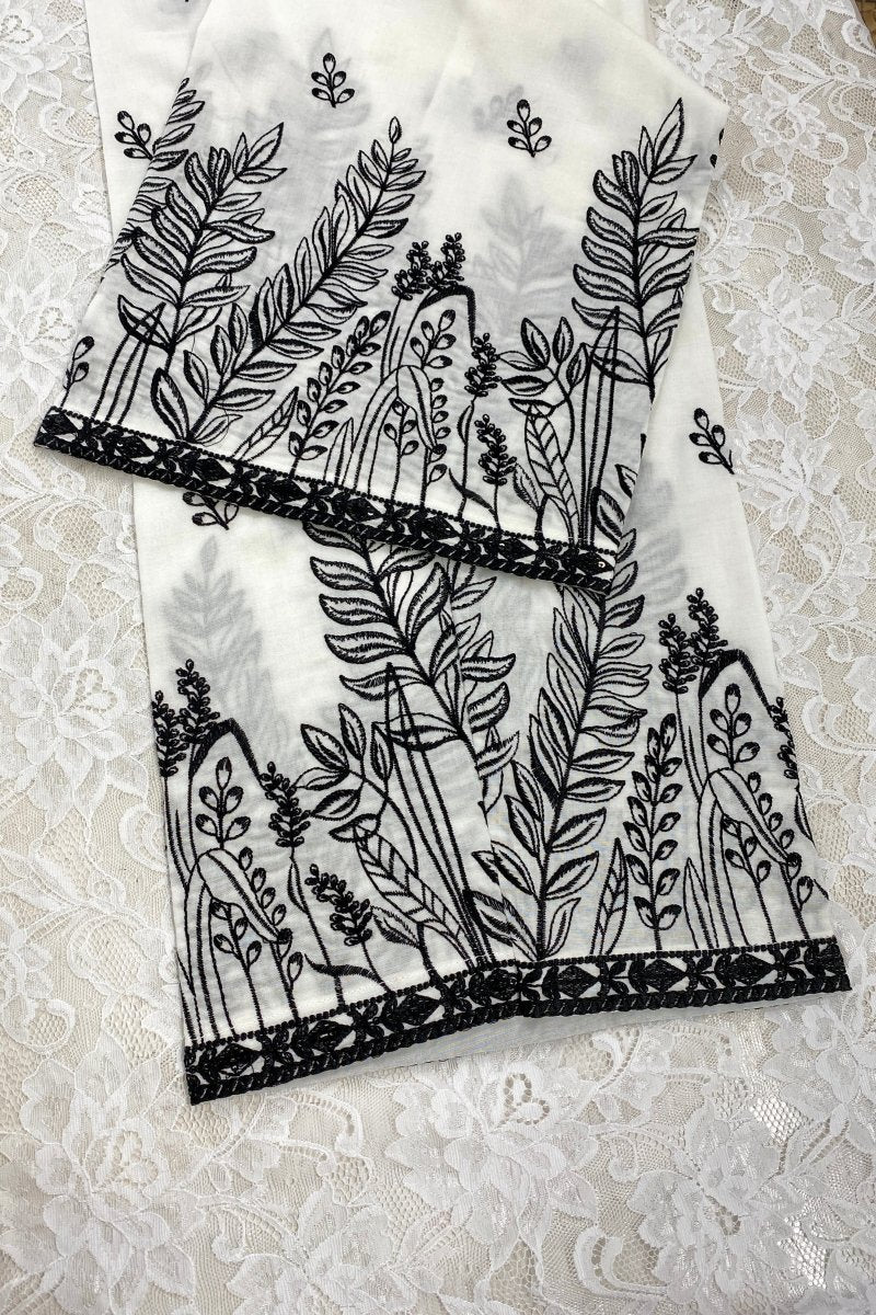 Mihrimah Embroidered Off - white Trousers MIH51 - Designer dhaage
