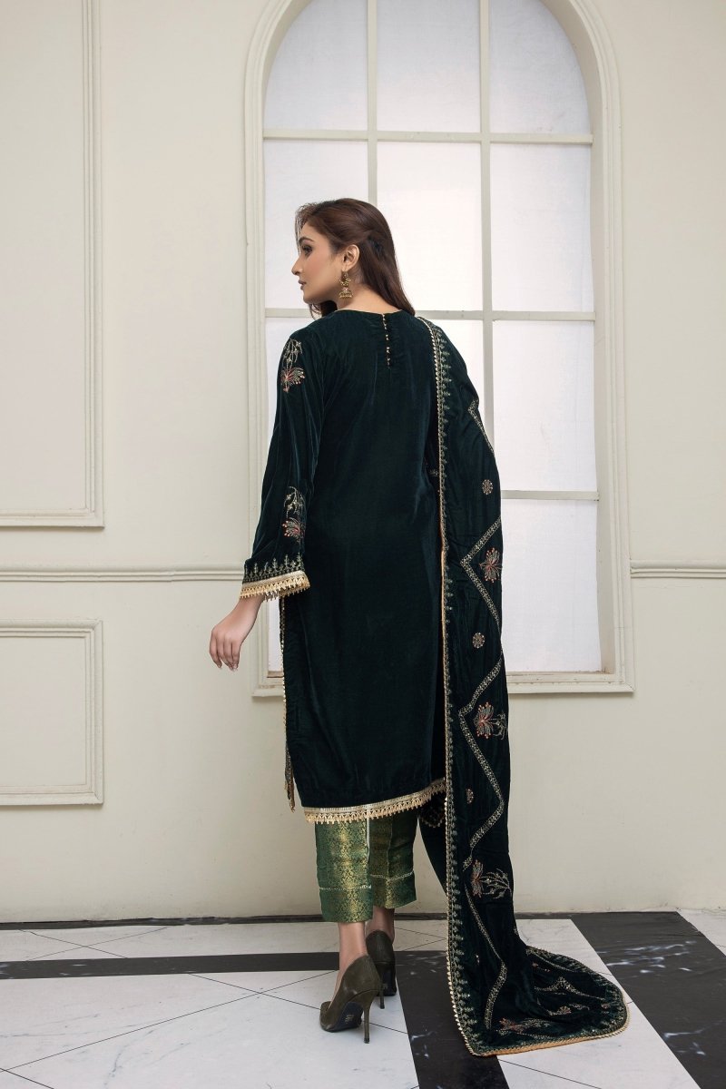 Mihrimah Embroidered Velvet 3 Piece Suit MIH39-Designer dhaage