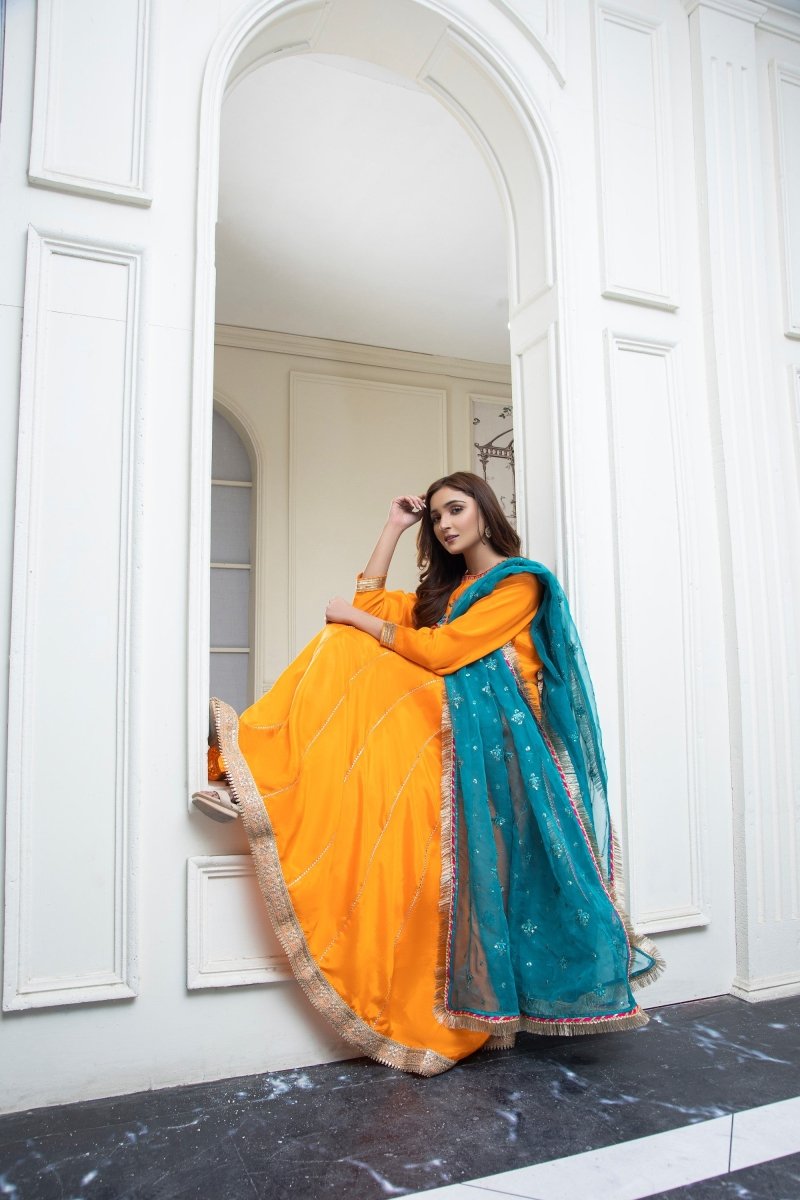 Mihrimah Raw Silk Peshwas Formal MIH35-Designer dhaage