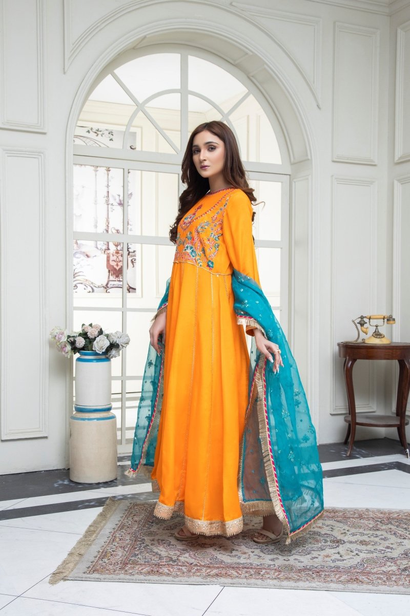 Mihrimah Raw Silk Peshwas Formal MIH35-Designer dhaage