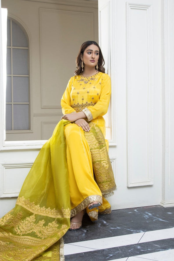 Mihrimah Raw Silk Peshwas Formal MIH36-Designer dhaage