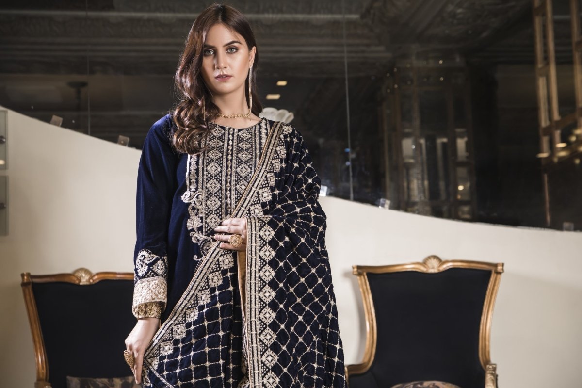 Mihrimah Velvet Formal Suit MIH01-Designer dhaage