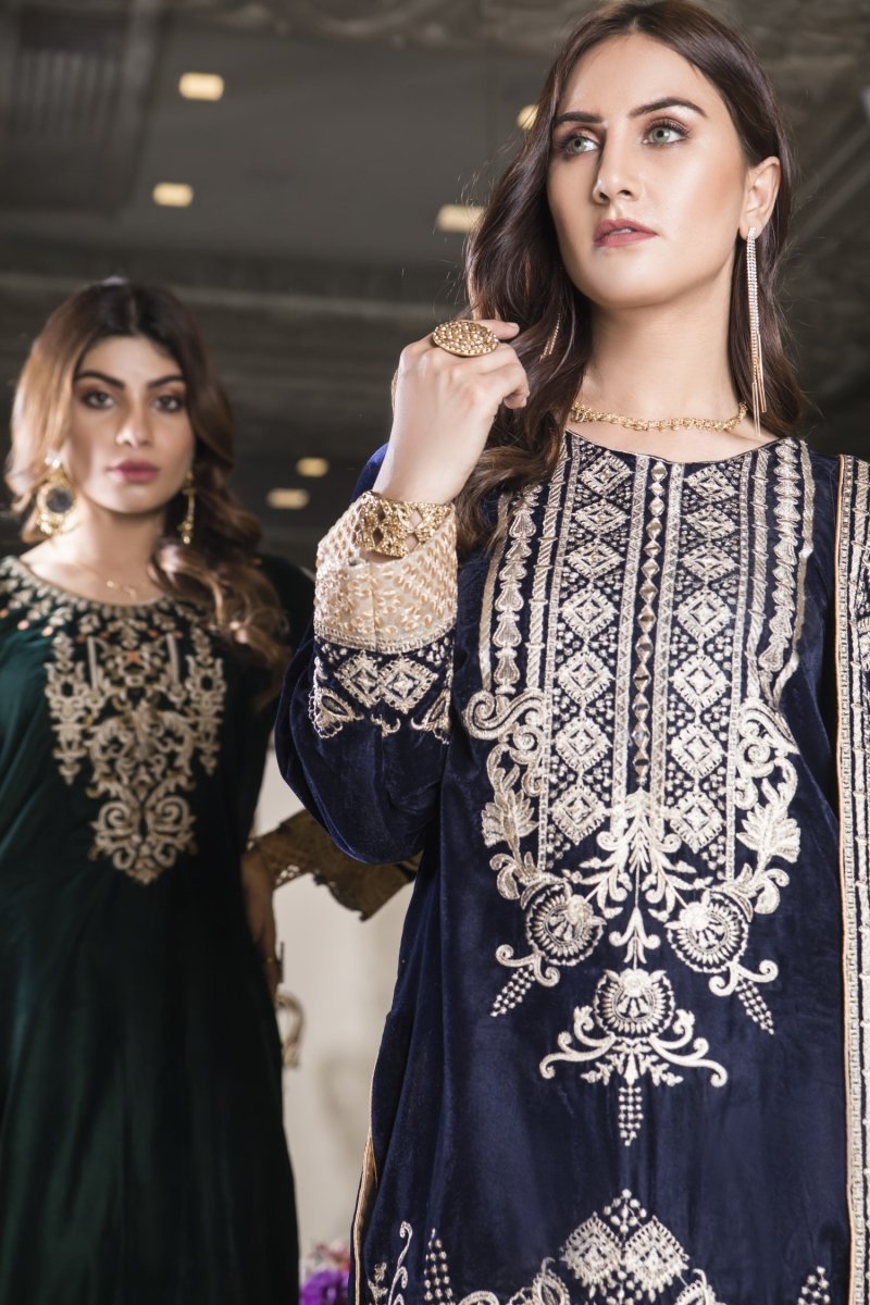 Mihrimah Velvet Formal Suit MIH01-Designer dhaage