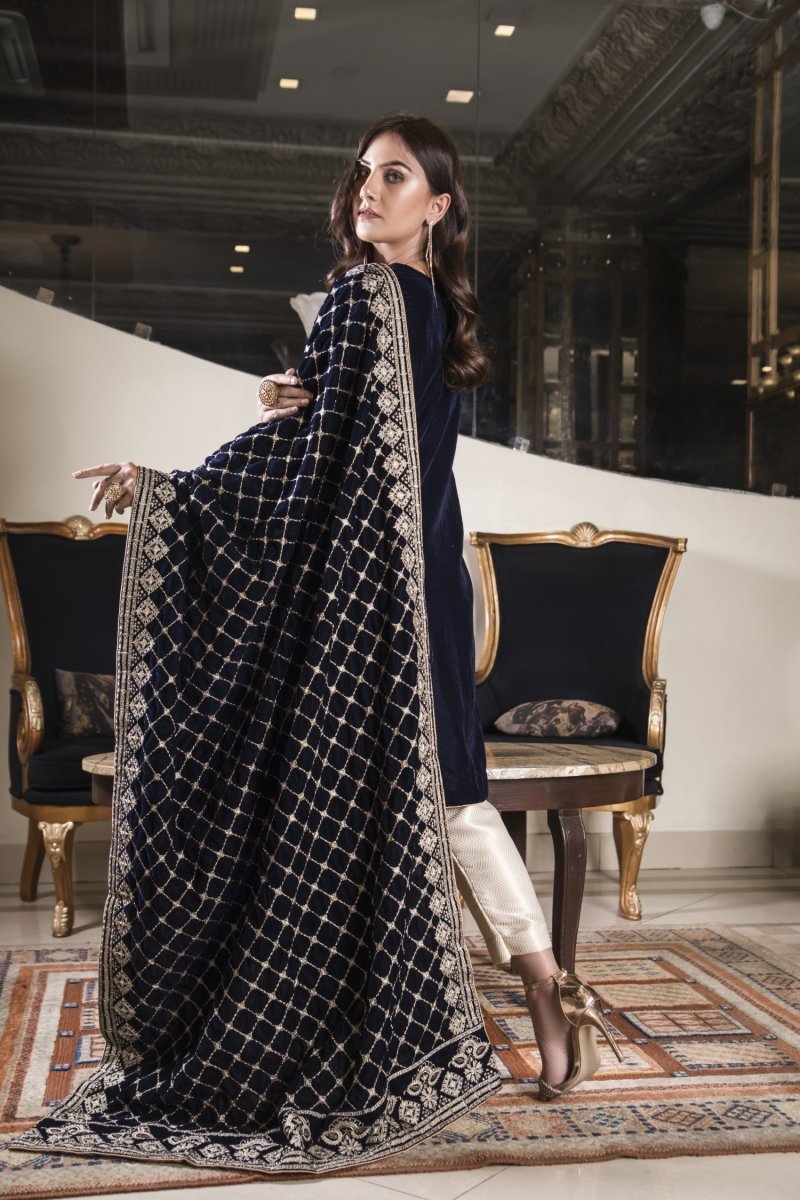 Mihrimah Velvet Formal Suit MIH01-Designer dhaage