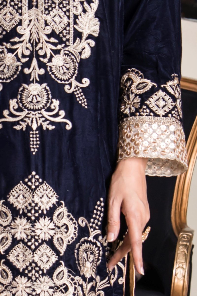 Mihrimah Velvet Formal Suit MIH01-Designer dhaage