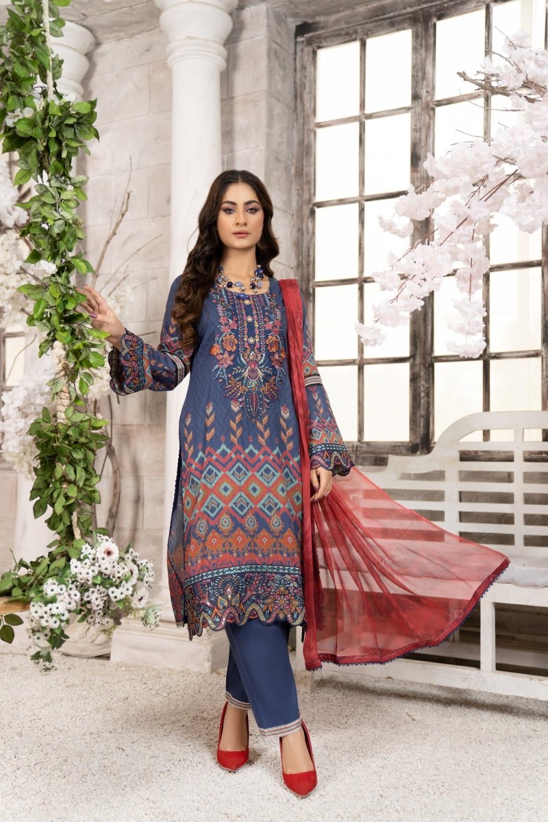 Munira Cambric 3 Piece Suit MUN504-Designer dhaage