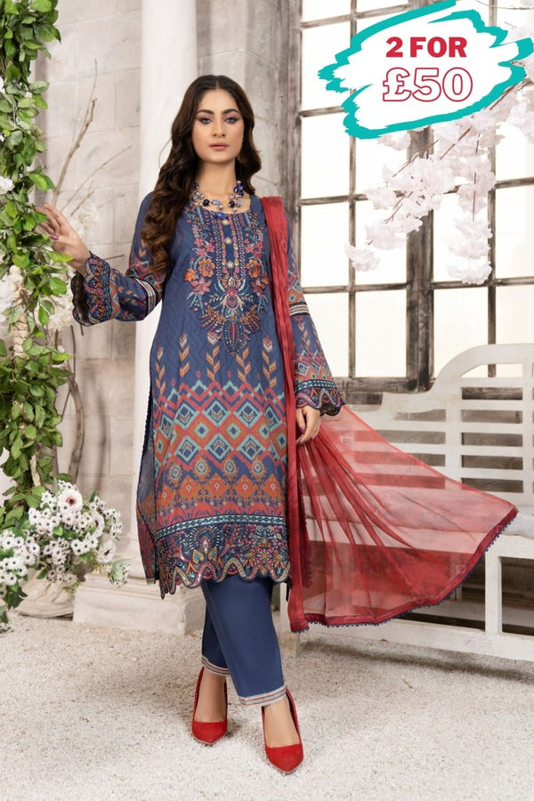 Munira Cambric 3 Piece Suit MUN504-Designer dhaage