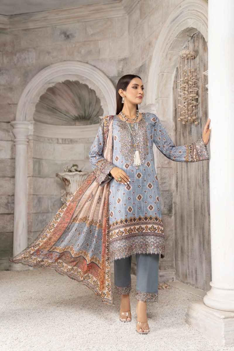Munira Cambric 3 Piece Suit MUN505-Designer dhaage