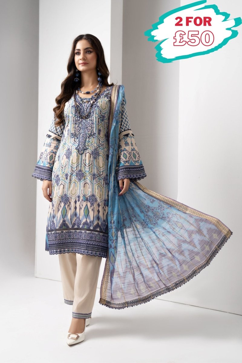 Munira Cambric 3 Piece Suit MUN506-Designer dhaage