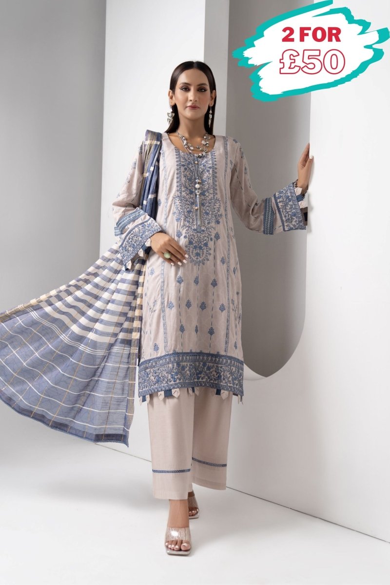 Munira Cambric 3 Piece Suit MUN508-Designer dhaage