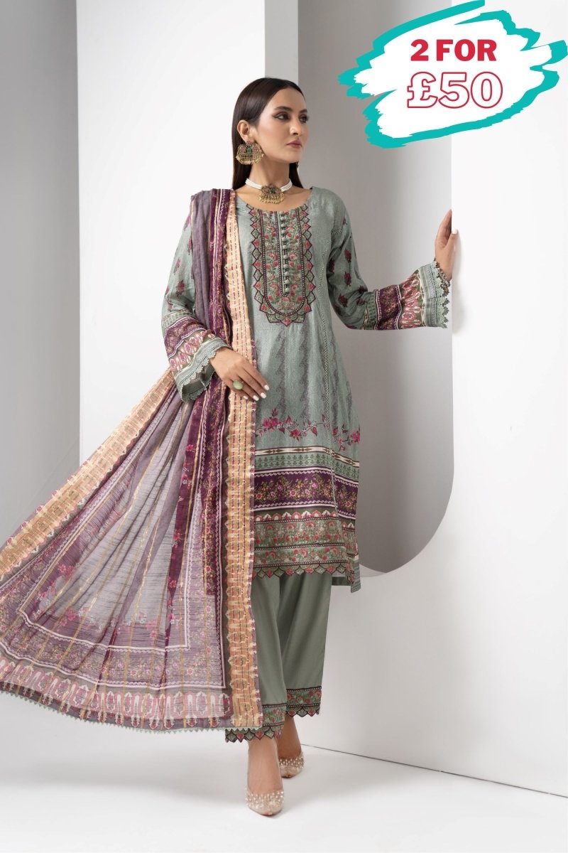 Munira Cambric 3 Piece Suit MUN509-Designer dhaage