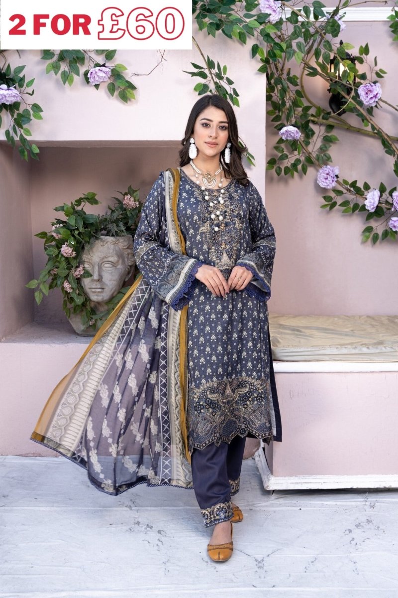 Munira Jacquard Linen 3 Piece Suit MUN458-Designer dhaage